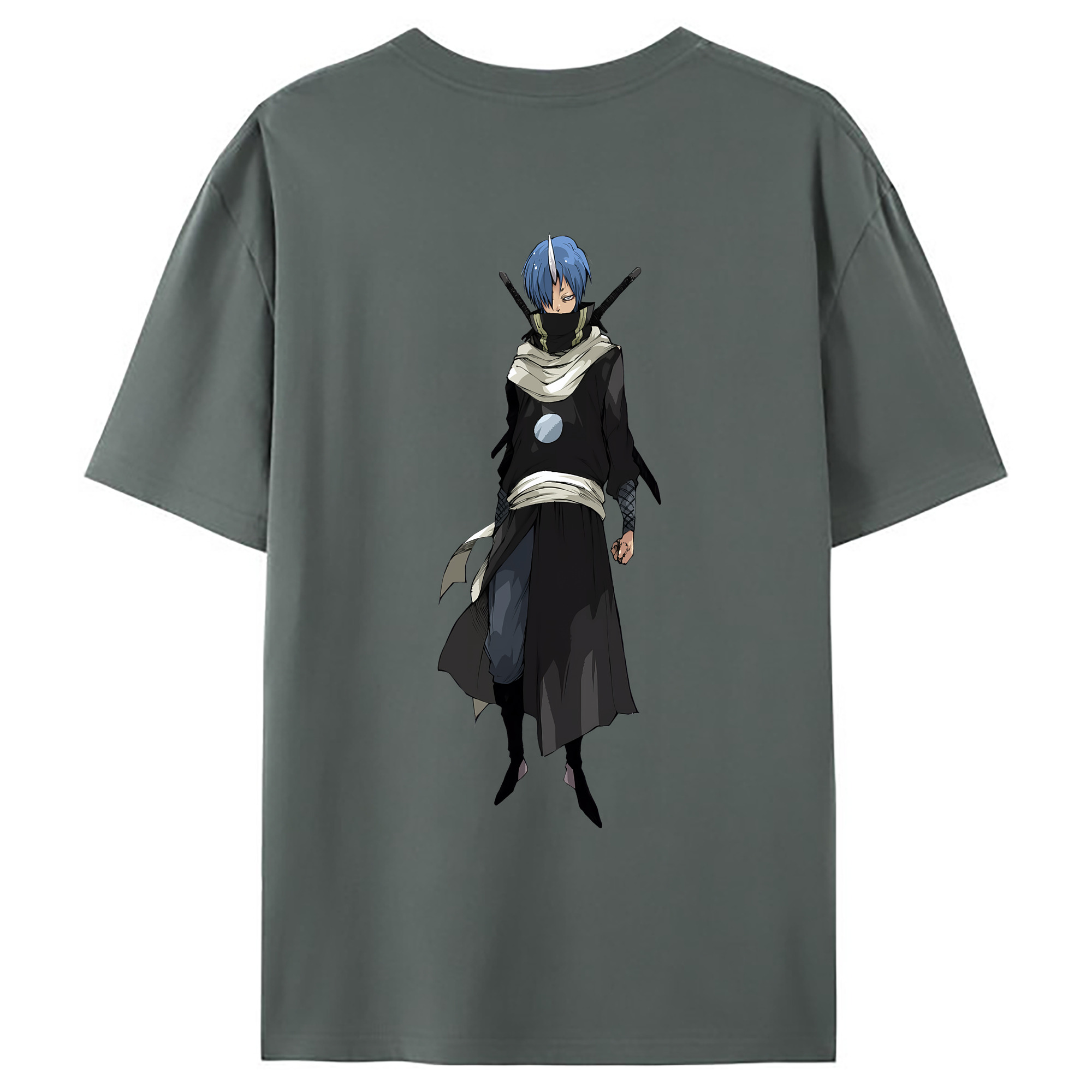 （画像用） 転スラ Regarding Reincarnated to Slime 綿100％ メンズ半袖Tシャツ（バックプリント） 通気性